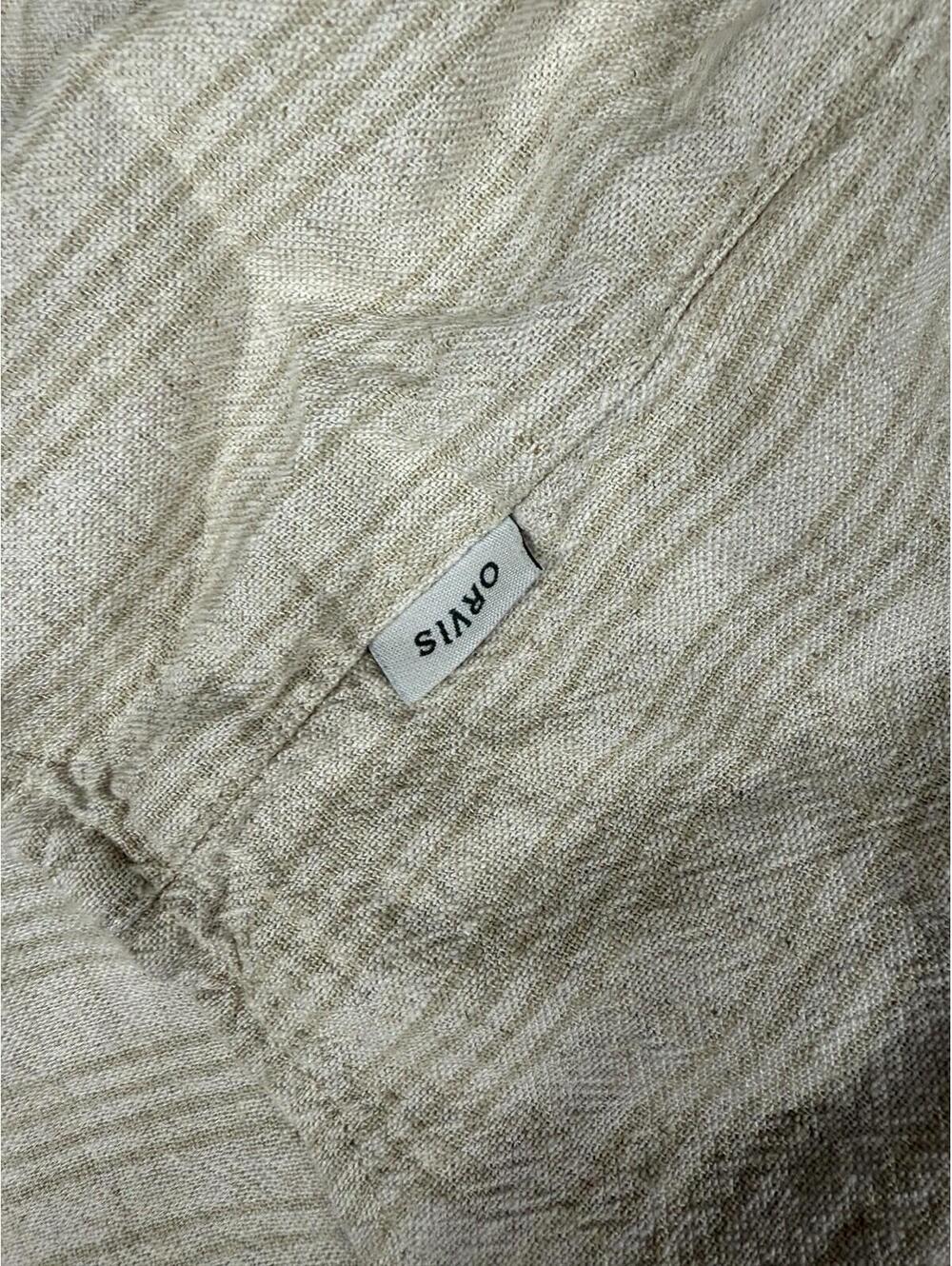 ORVIS Mens XL Linen Striped Button Up Shirt Beige Classic Collection Beach Sprin - Picture 5 of 8